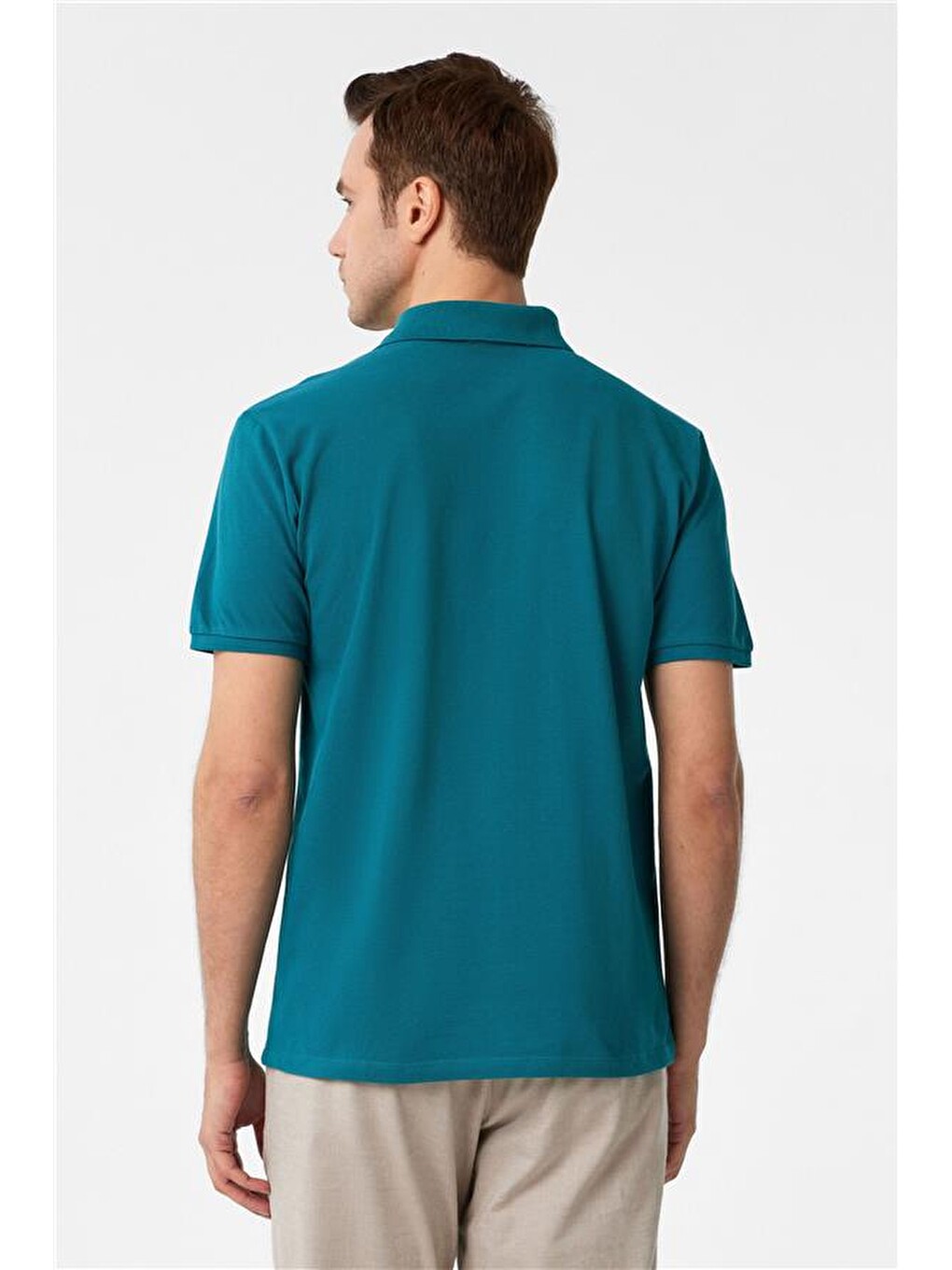 Yeşil Slim Armürlü Polo Yaka Tişört-4