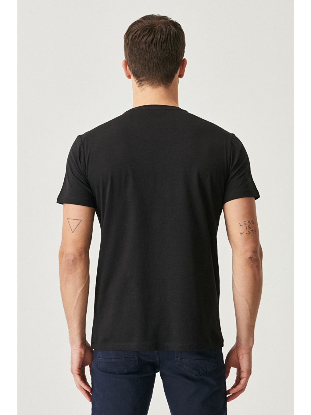 Gri Erkek K.GRI-SIYAH-BEYAZ Slim Fit Bisiklet Yaka 3'lü %100 Pamuk Tişört Paketi-6