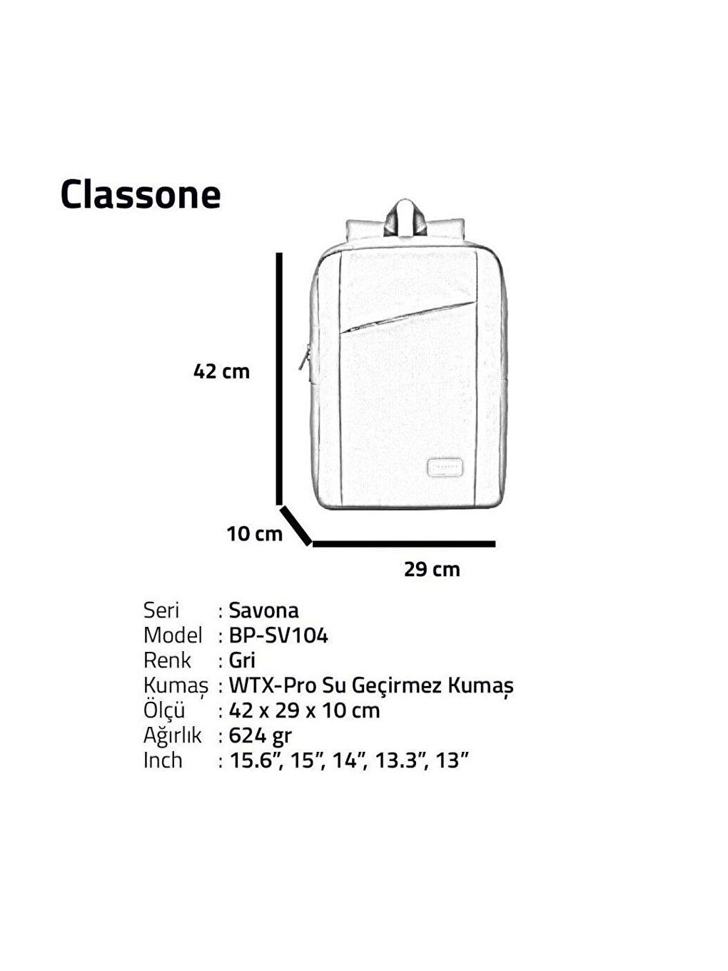 Savona WTXpro Su Geçirmez 15.6 Sırt Notebook Çantası-4