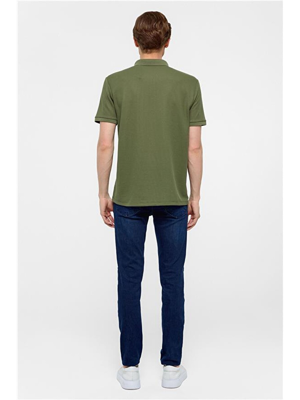 Haki Regular Armürlü Polo Yaka Tişört-5