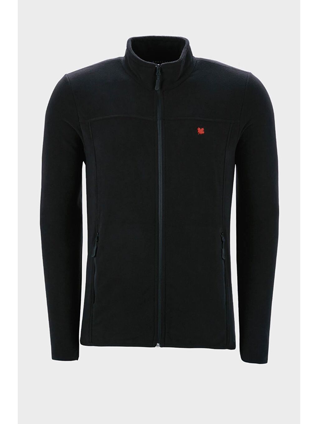 Siyah Dik Yaka Cepli  Kışlık Şardonlu Polar Fermuarlı Sweatshirt 5906004-1