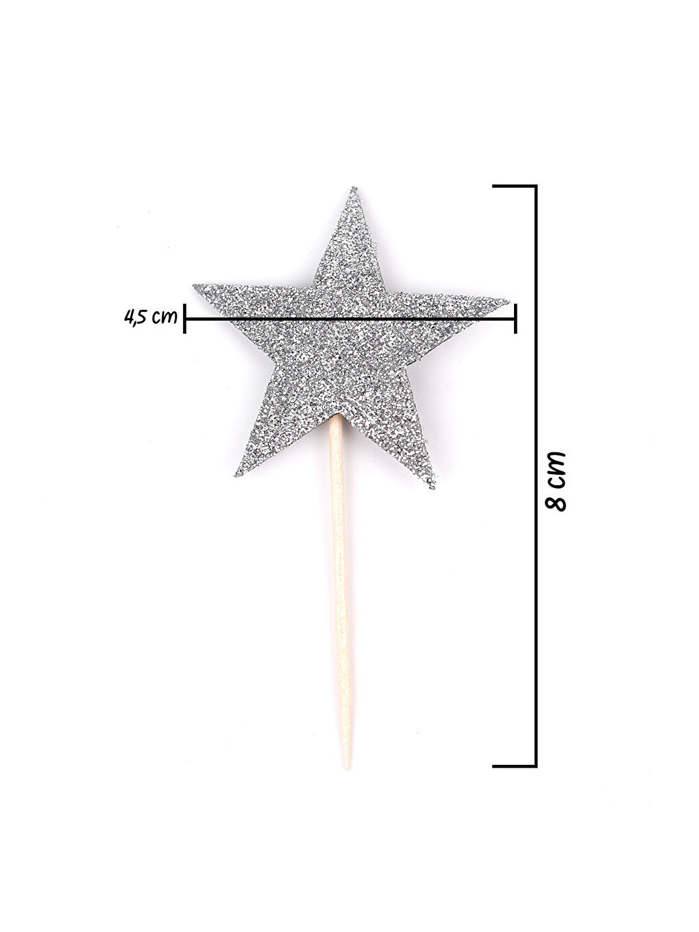 Gri Gümüş Simli 10'lu Yıldız Kürdan Set-3