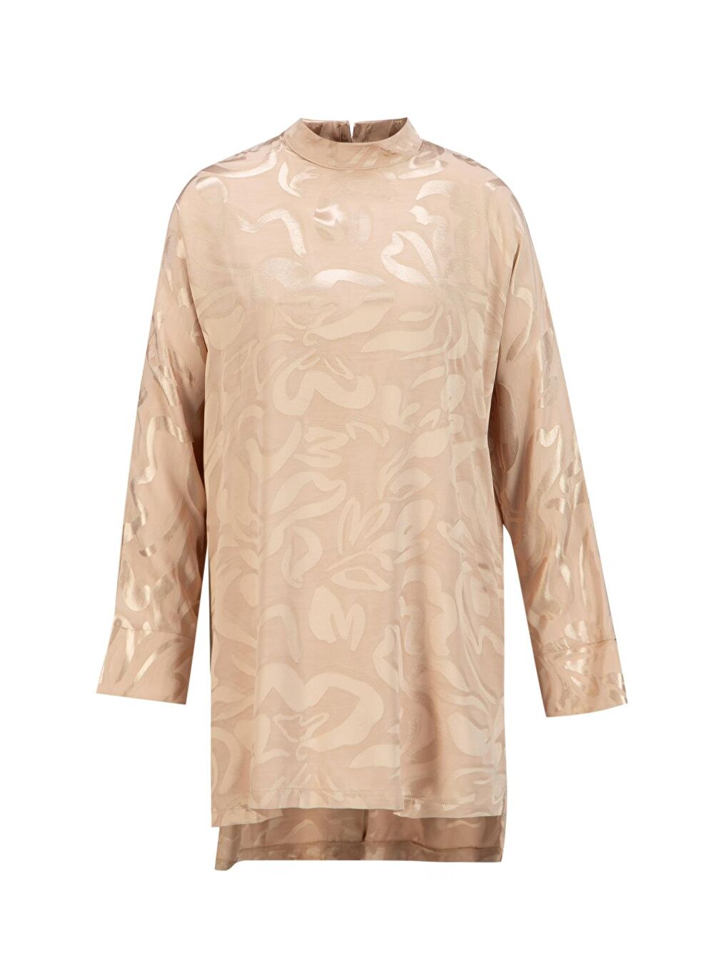 Bej Saten Desenli Takım 25Yt627 Vizon-5