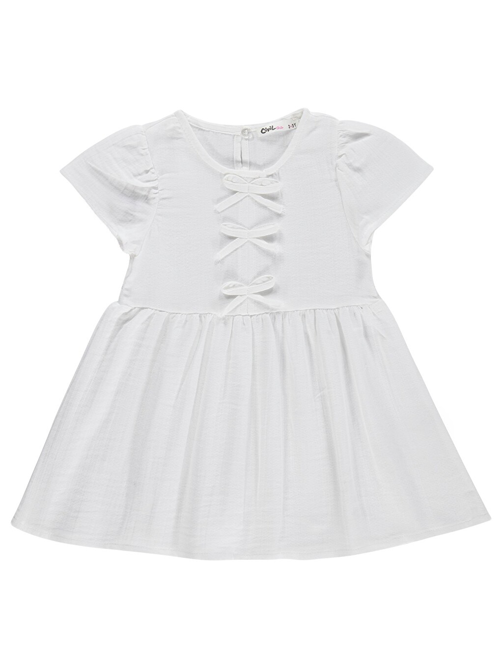 Girls Fiyonklu 2-5 Yaş Elbise - Beyaz