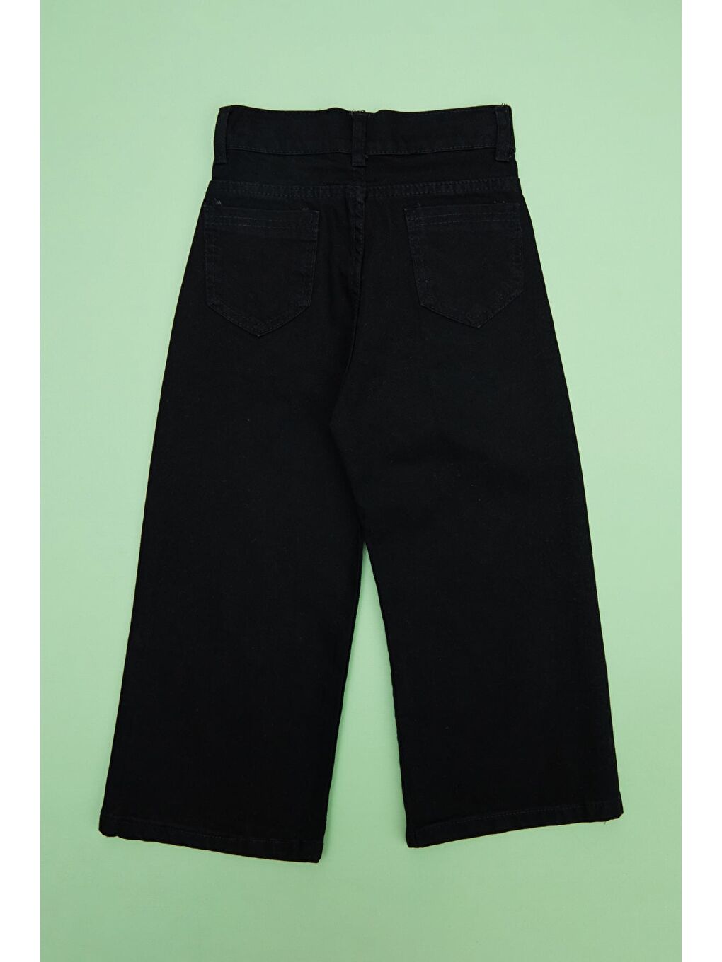 Siyah Yıldız Nakışlı Palazzo Kız Çocuk Pantolon-1