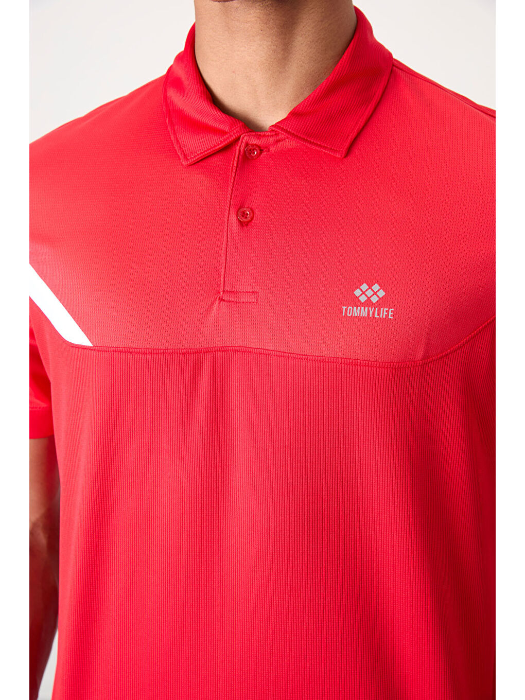 Kırmızı Polyester Nefes Alan Dokulu İnce Esnek Standart Fit Polo Yaka Erkek Performans Tişört - 88-4