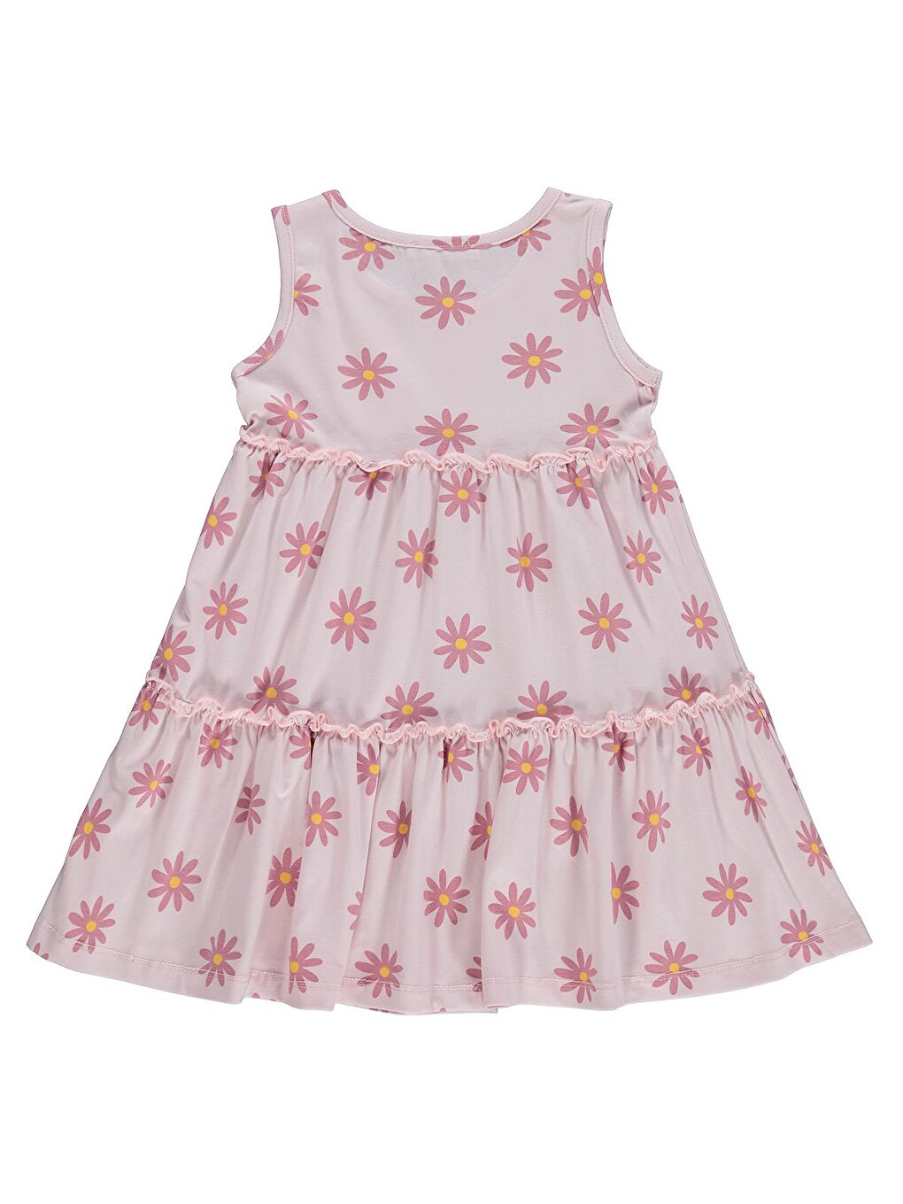 Pembe Girls Papatya Desenli 2-5 Yaş Elbise - Pudra-1