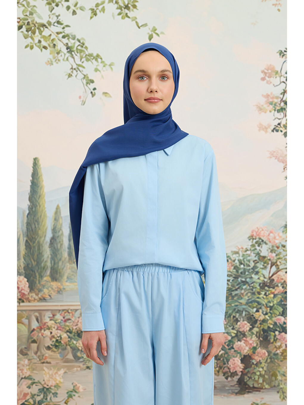 Floş Viskon Düz Şal Jean Mavi-2