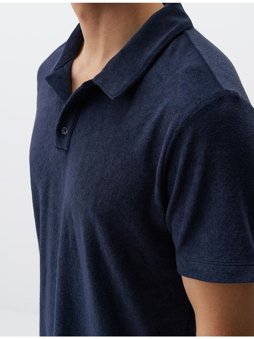 Lacivert Kısa Kollu Polo Yaka Erkek Tişört-5