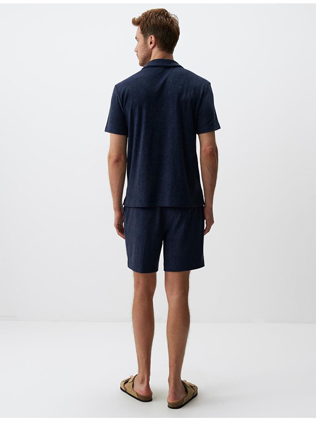 Lacivert Kısa Kollu Polo Yaka Erkek Tişört-6