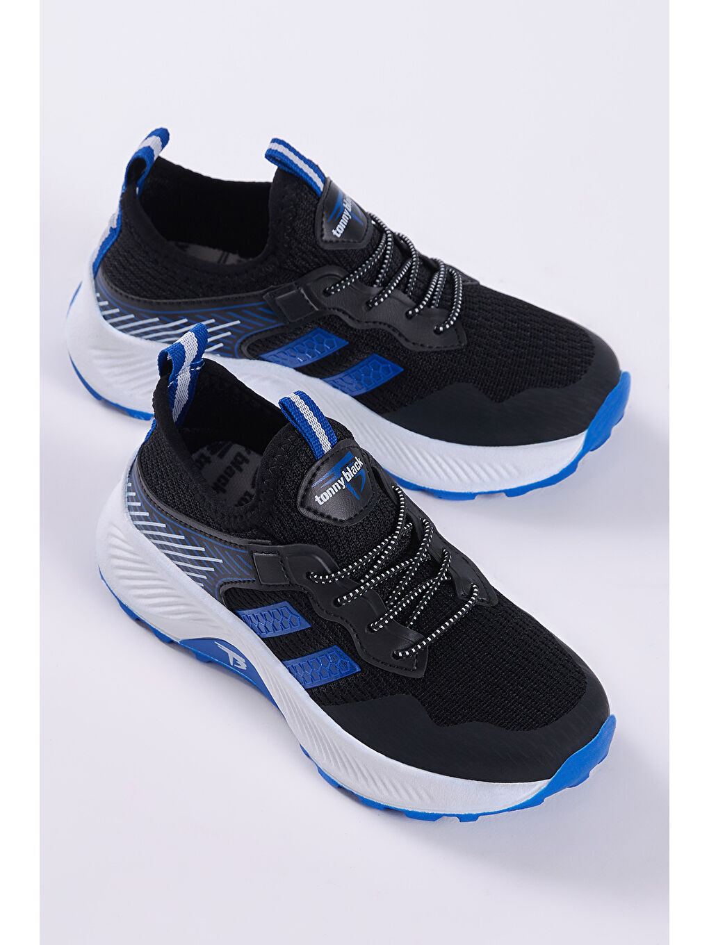 Çocuk Unisex Siyah Sax Rahat Kalıp Nefes Alabilen Kumaş Bağcıklı Sneaker-1