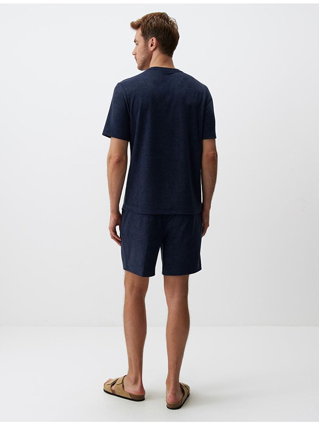 Lacivert Kısa Kollu Bisiklet Yaka Erkek Tişört-6