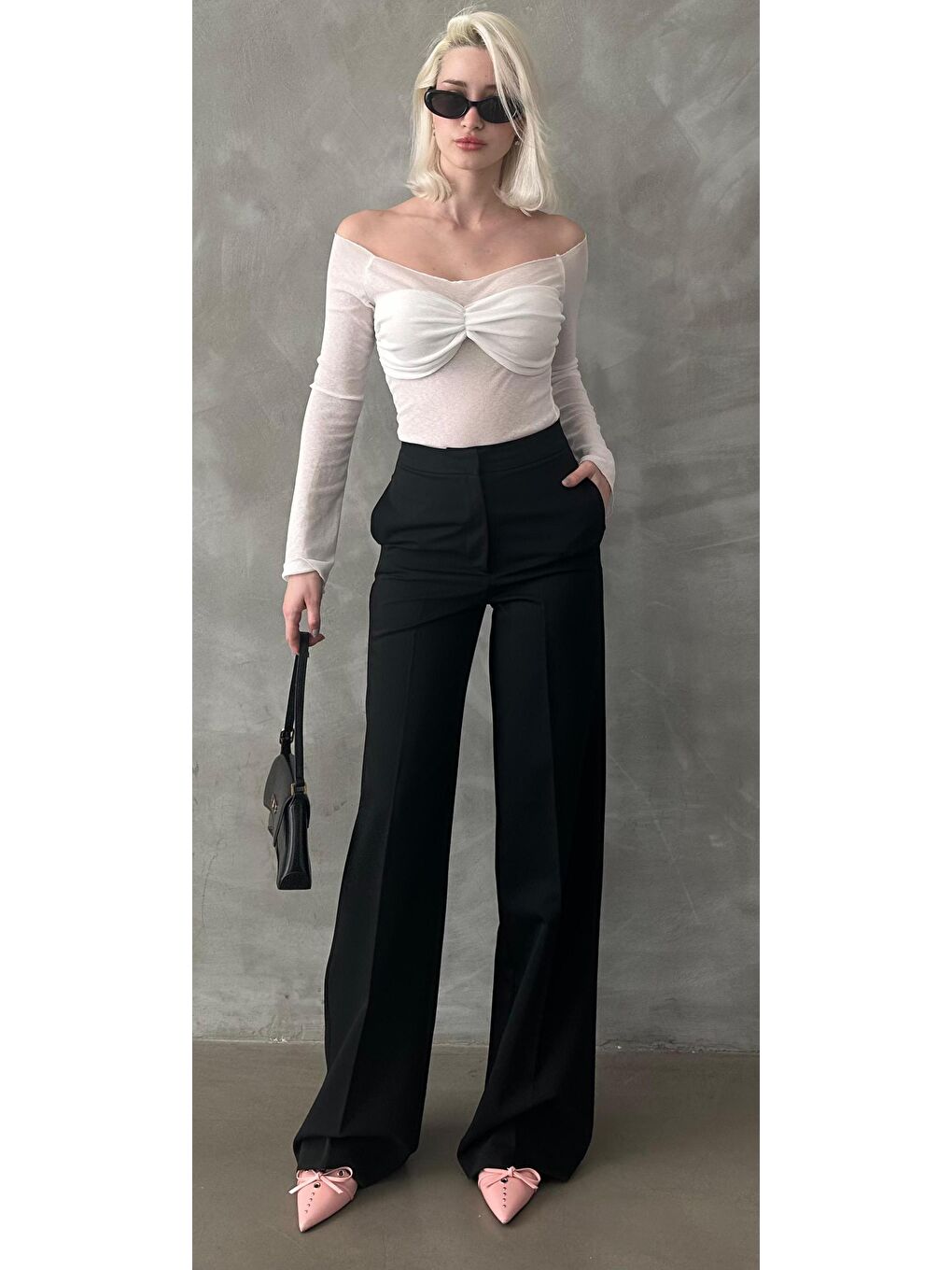 Siyah Yüksek Bel Kumaş Pantolon Mg2284-2