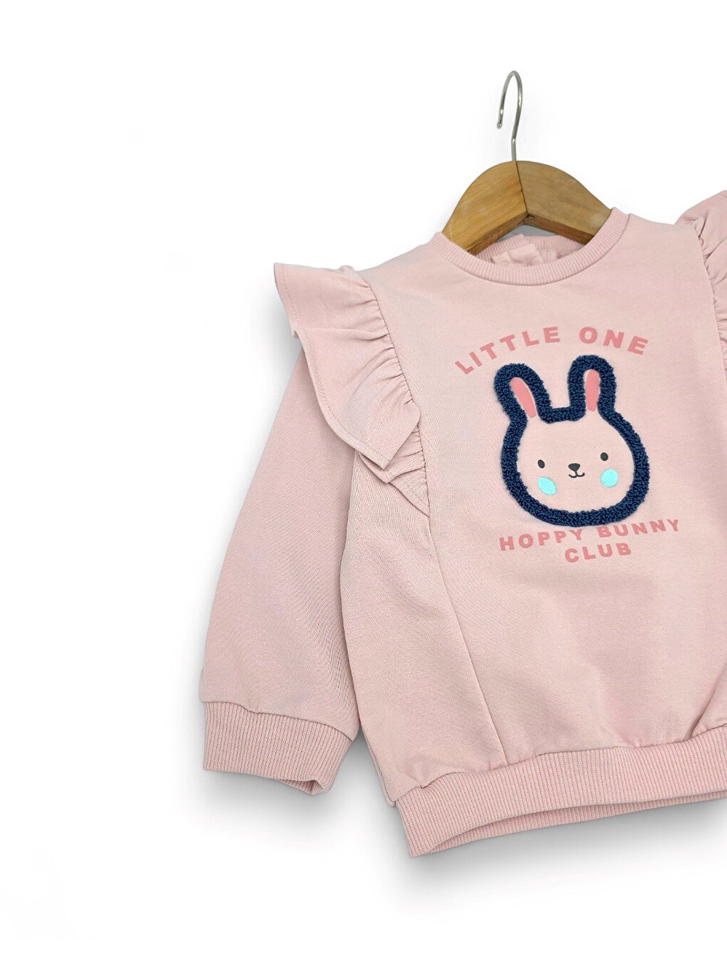 Pembe Kız Bebek Mevsimlik 6-9-12-18-24 Aylık Tavşan Baskılı Alt Üst Takım-2