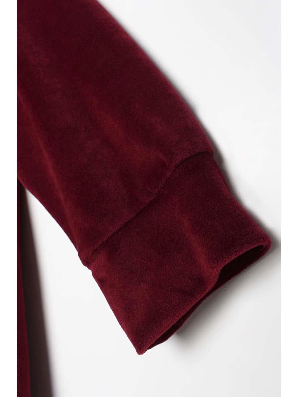 Bordo-Taş Ve Boncuk İşlemeli Kadife Eşofman Takım-6