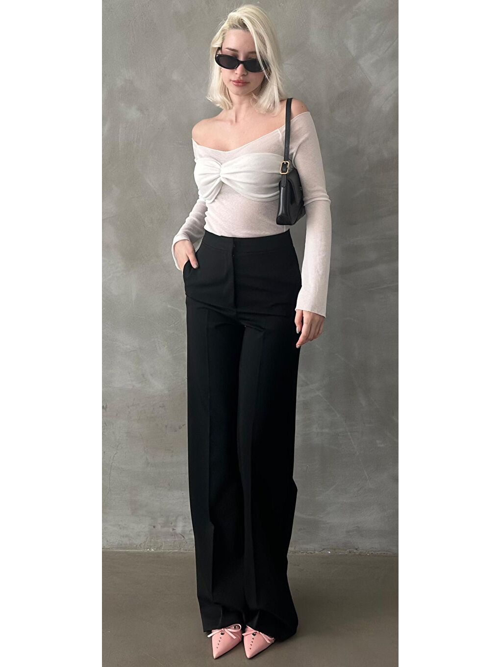 Siyah Yüksek Bel Kumaş Pantolon Mg2284-4