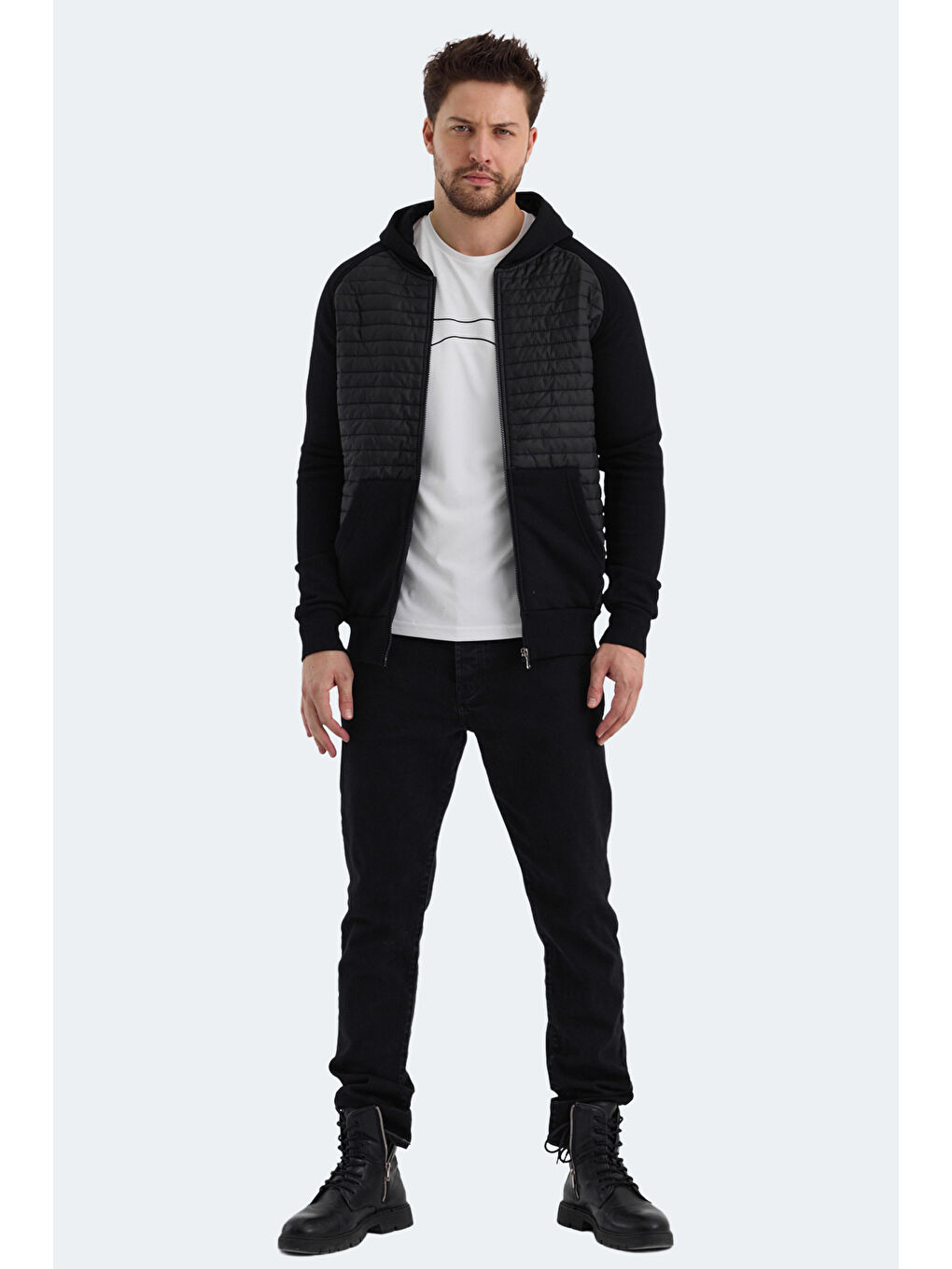SLAZENGER BASS Erkek Fermuarlı Sweatshirt Siyah - 6