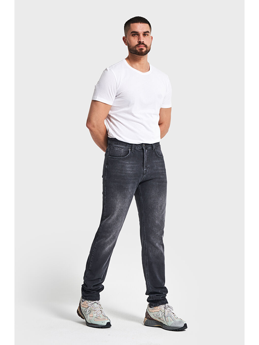 Erkek Siyah Renk Slim Fit Elastanlı Kumaş Denim-2