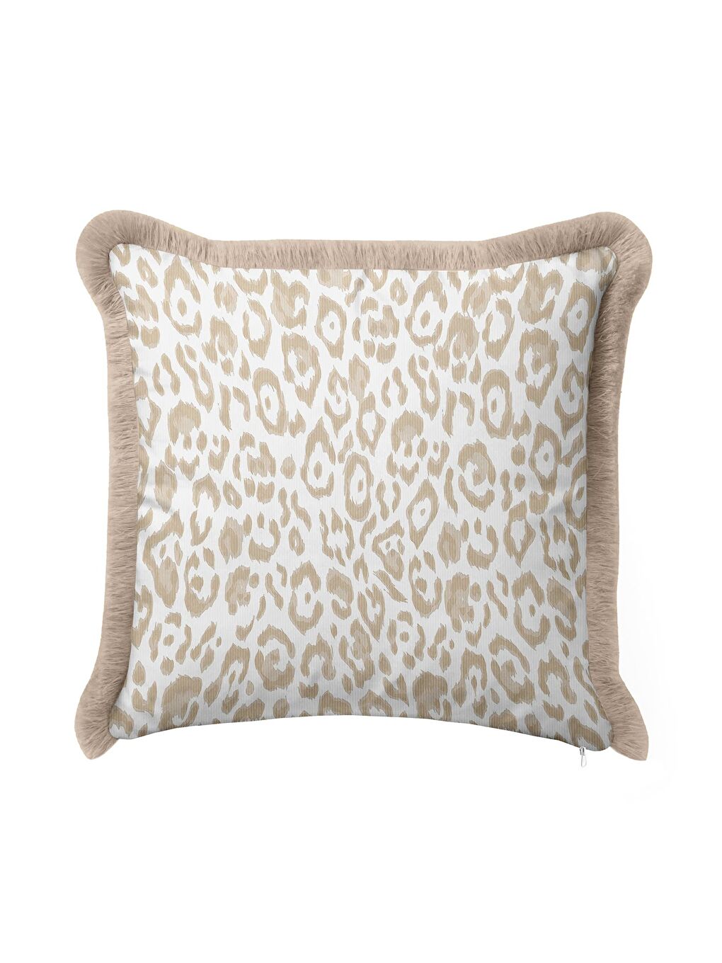 Karışık Leopar Motifli Saçaklı Yastık Kılıfı - Safari Bohem Bej Altın Renkli Püsküllü Kırlent Kılıfı-4