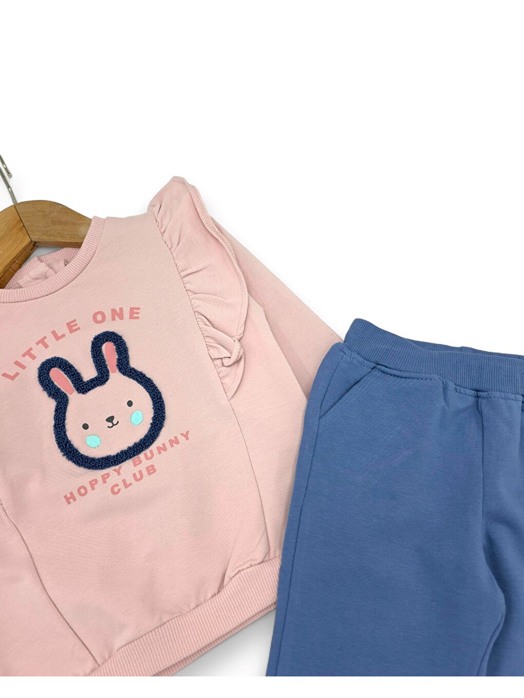 Pembe Kız Bebek Mevsimlik 6-9-12-18-24 Aylık Tavşan Baskılı Alt Üst Takım-4
