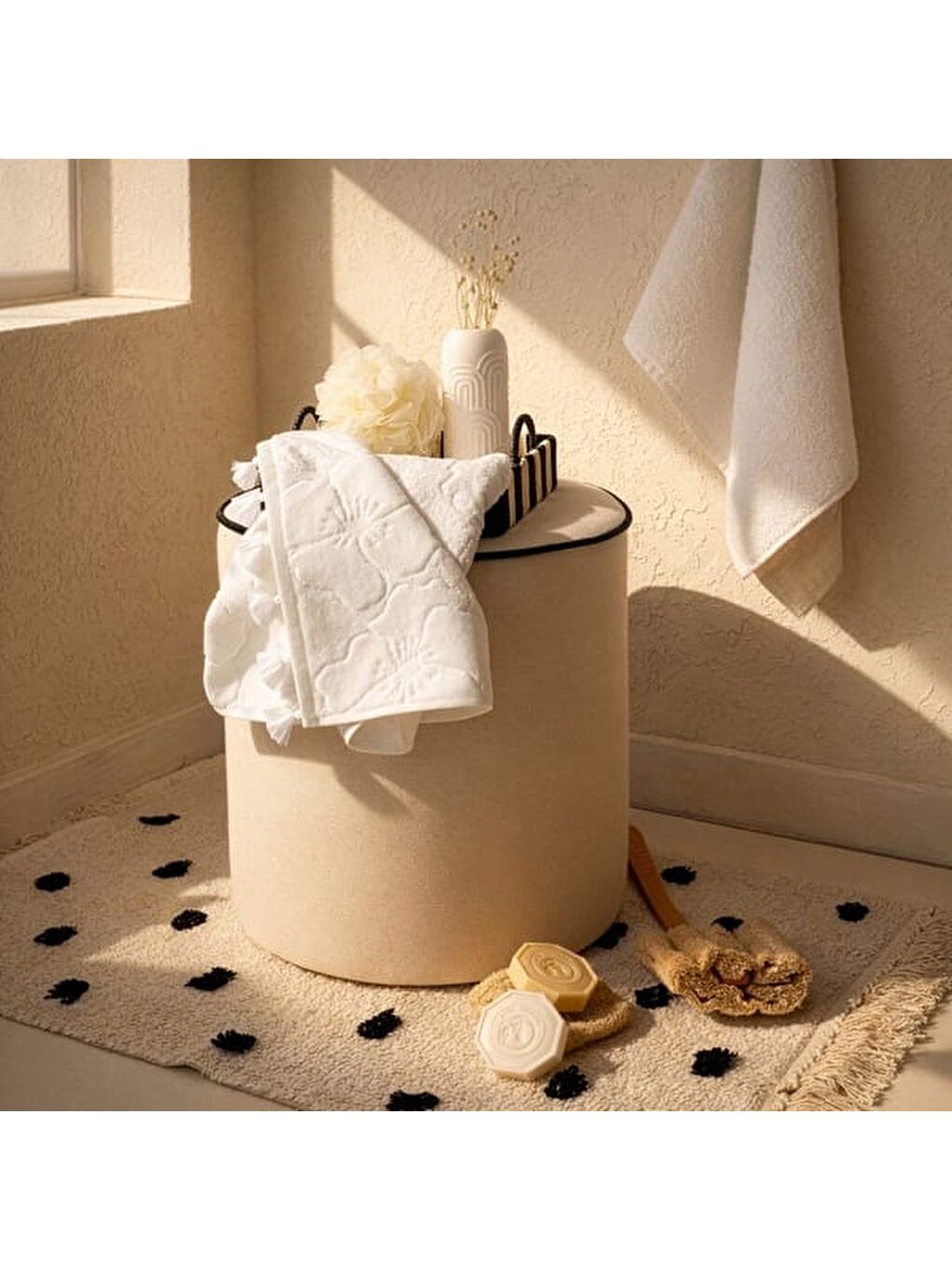 Soft French Cottage Püsküllü Yüz Havlusu - Ekru - 50x90 cm-5