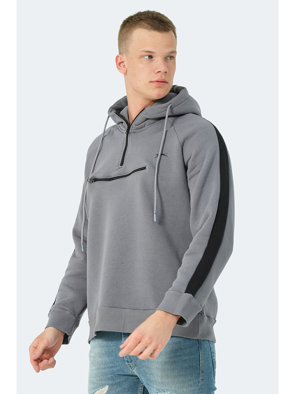SLAZENGER KLEMENT IN  Erkek Hoodie Koyu Gri - 5