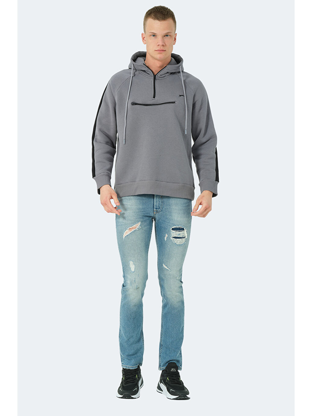 SLAZENGER KLEMENT IN  Erkek Hoodie Koyu Gri - 6