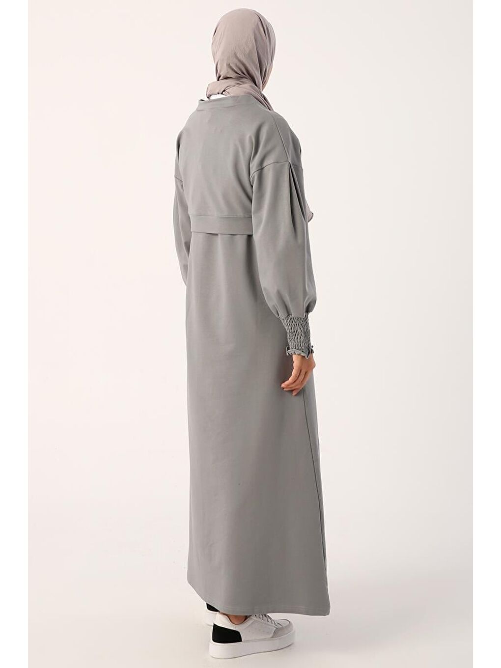 Gri-Kısa Ceketli Rahat Elbise Takım-2