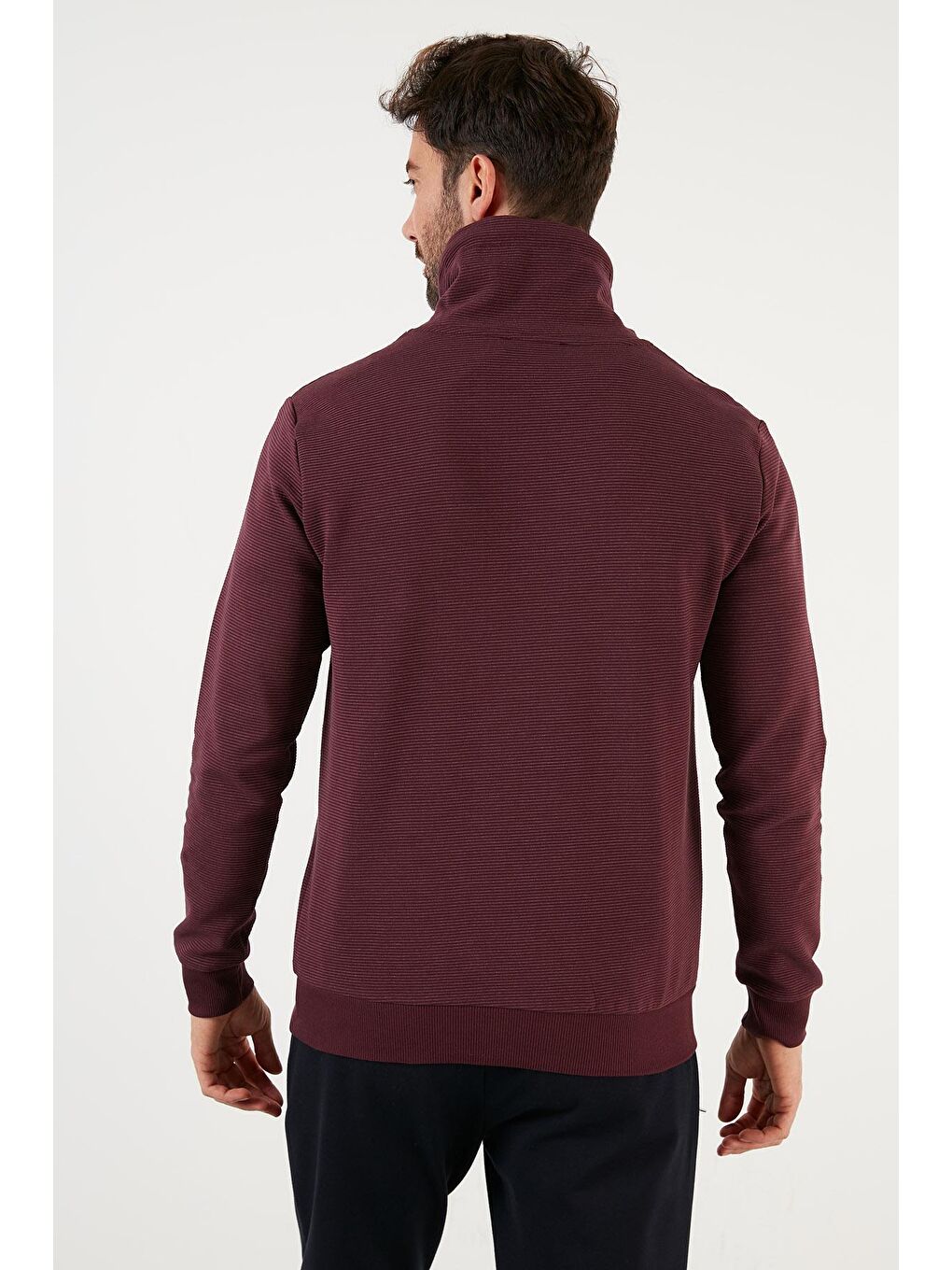 Buratti Bordo Pamuklu Dik Yaka Slim Fit Erkek Sweatshirt 5905032 - 4