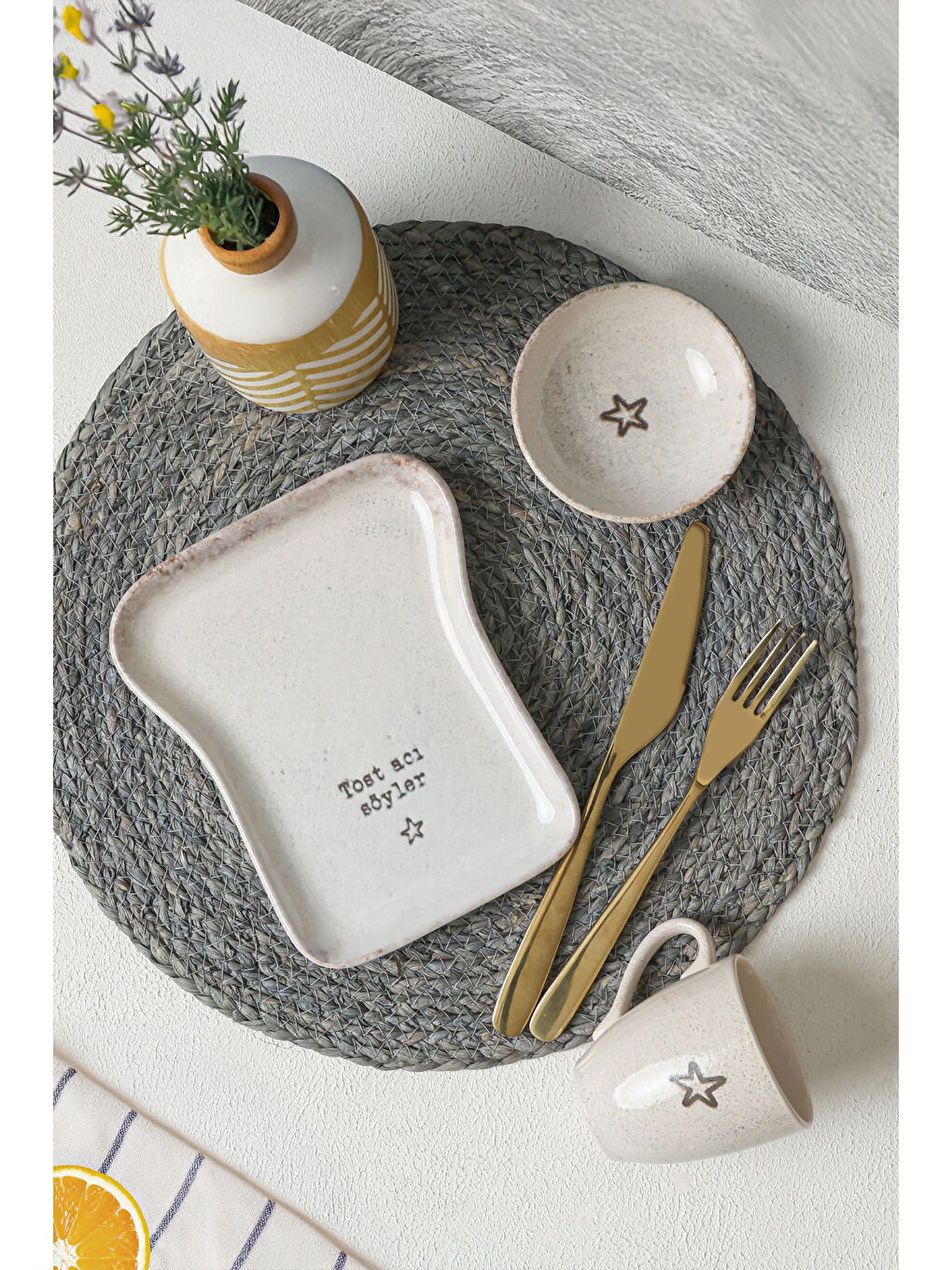 Kahverengi Tost Kahvaltı Takımı 3 Parça-2