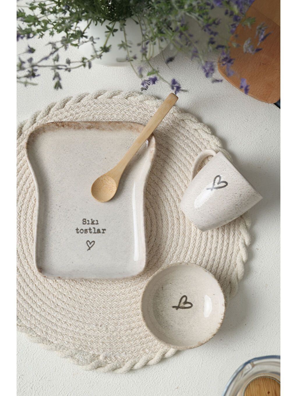 Kahverengi Tost Kahvaltı Takımı 3 Parça-2