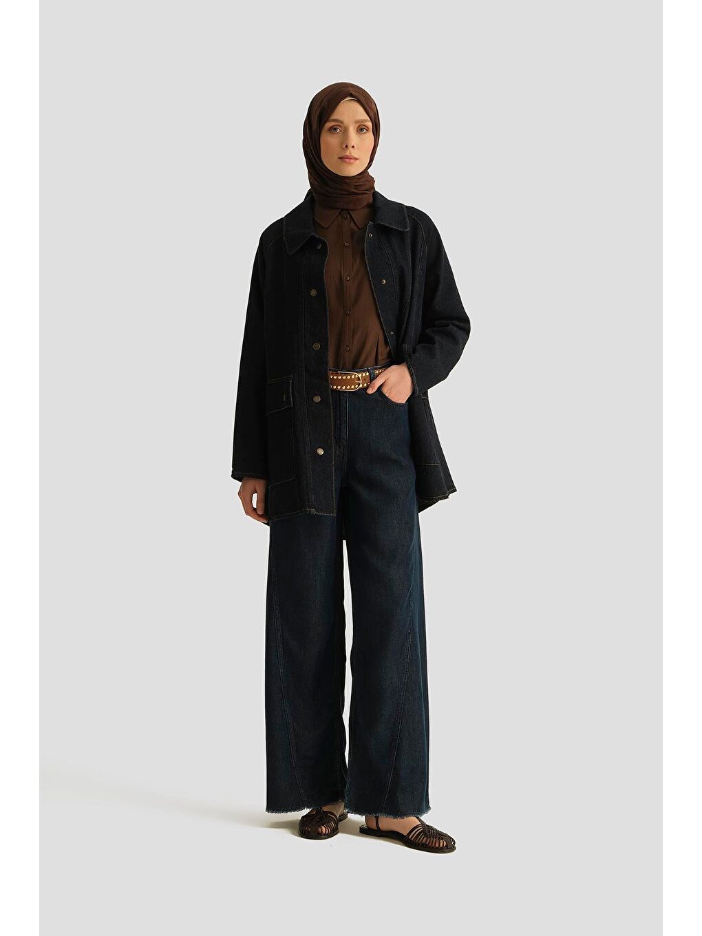 Önü Dikişli Lyocell Pantolon 25Yd9141 Koyu Lacivert-2