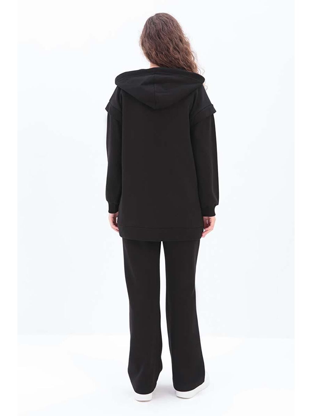 Siyah Kolu Patlı Kapüşonlu Eşofman Takımı-3