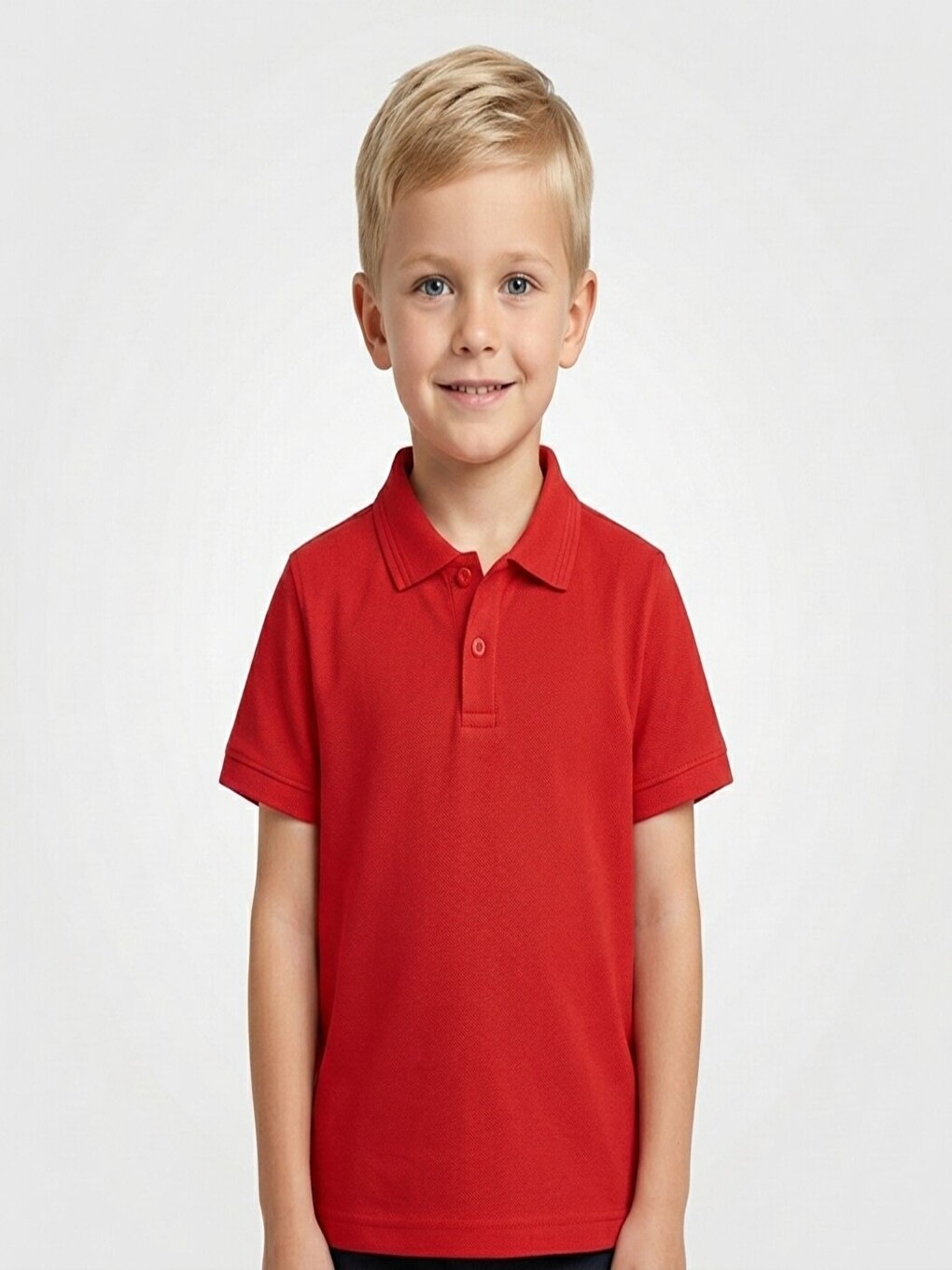 Kırmızı Kids Polo Yaka Basic Kısa Kollu  Kız Çocuk Tişört