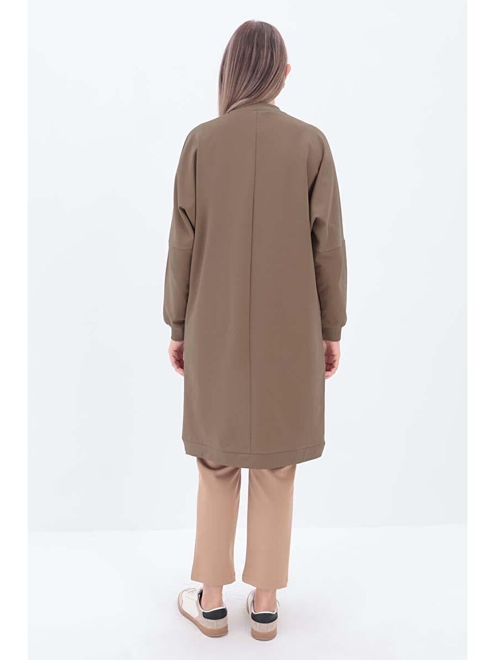 Bej Vizon-Aksesuar Cepli Uzun Sweat-3