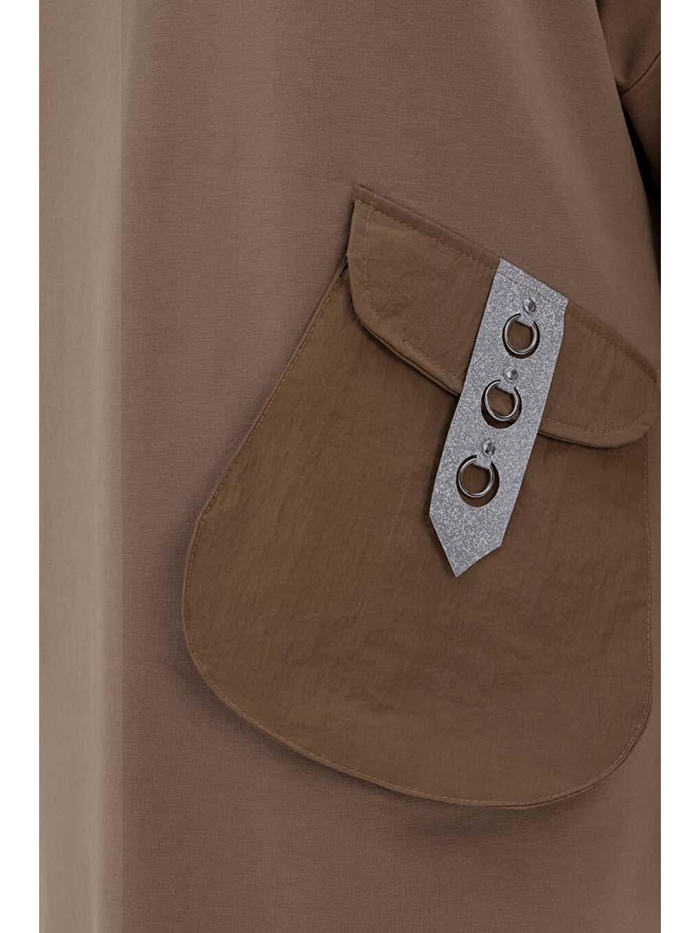 Bej Vizon-Aksesuar Cepli Uzun Sweat-4