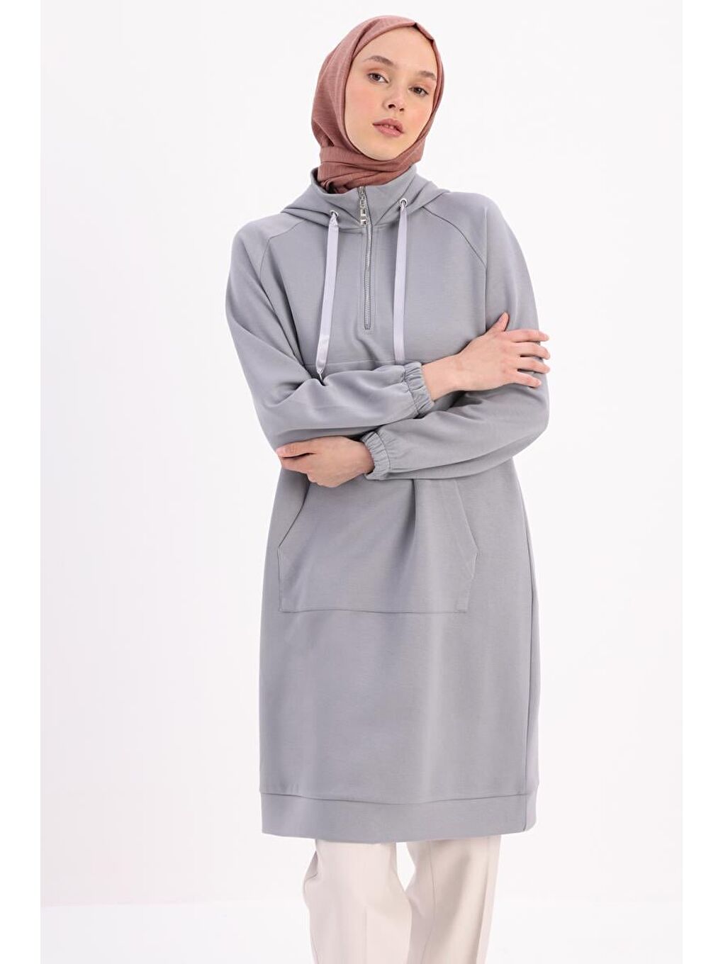 Gri-Ön Roba Dubleli Sweat