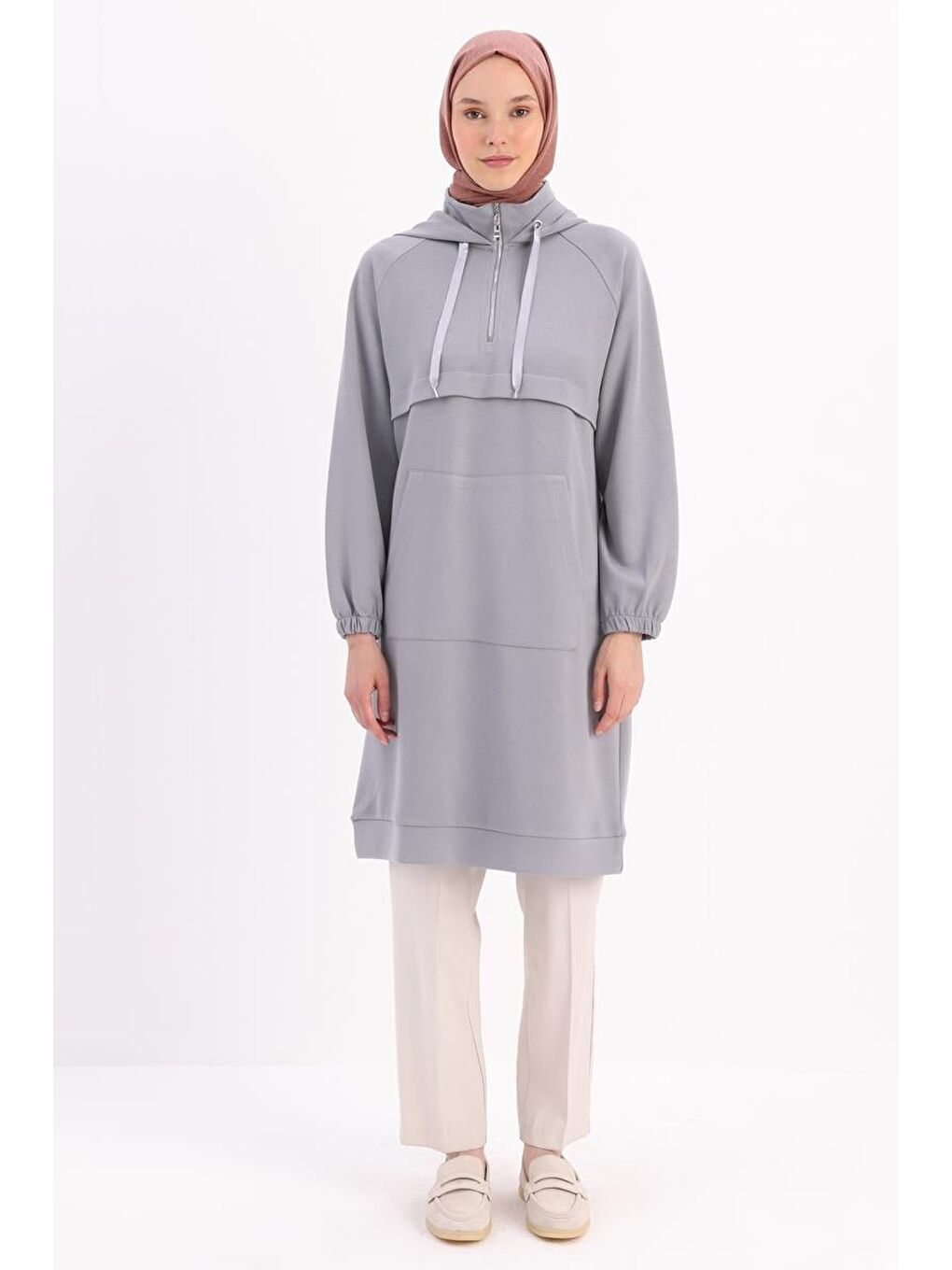 Gri-Ön Roba Dubleli Sweat-1