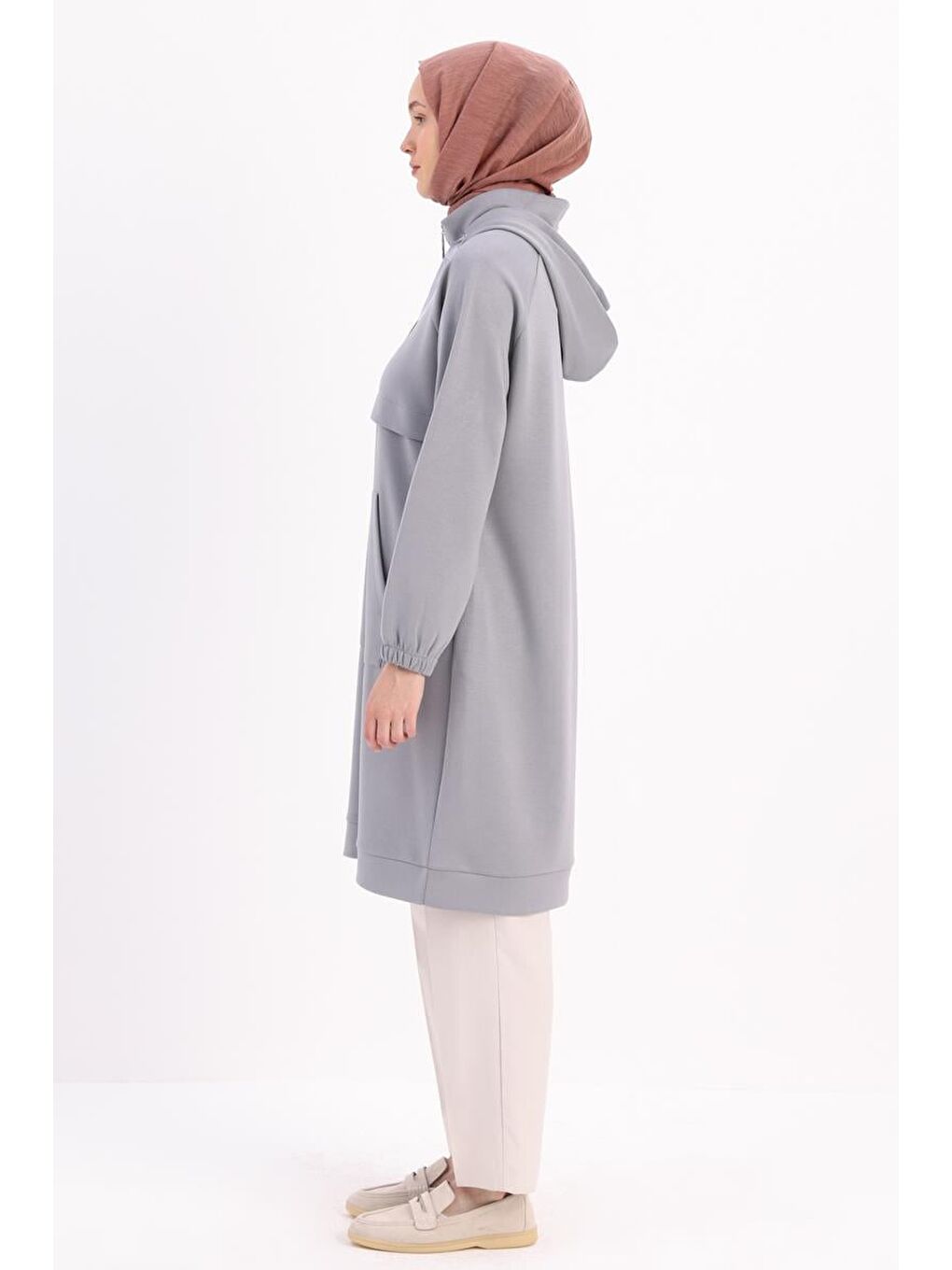 Gri-Ön Roba Dubleli Sweat-2