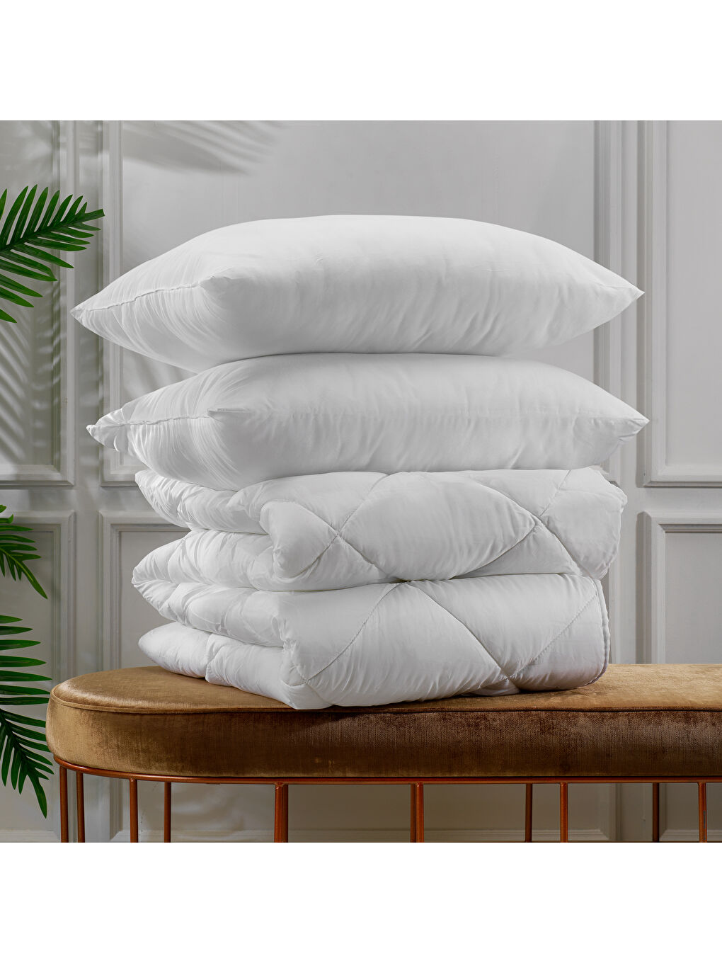 Beyaz Home Microfiber Ck Yorgan Yastık Seti-3 Parça-1