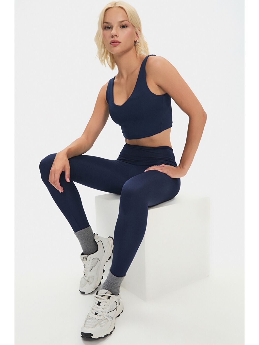 Joystar Lacivert Kadın Yüksek Bel Toparlayıcı Basic Spor Tayt - 4