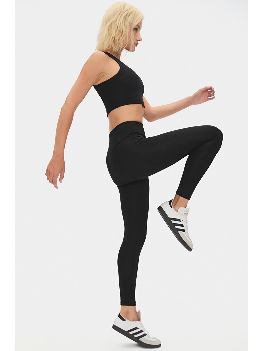 Siyah Kadın Yüksek Bel Toparlayıcı Basic Spor Tayt-1