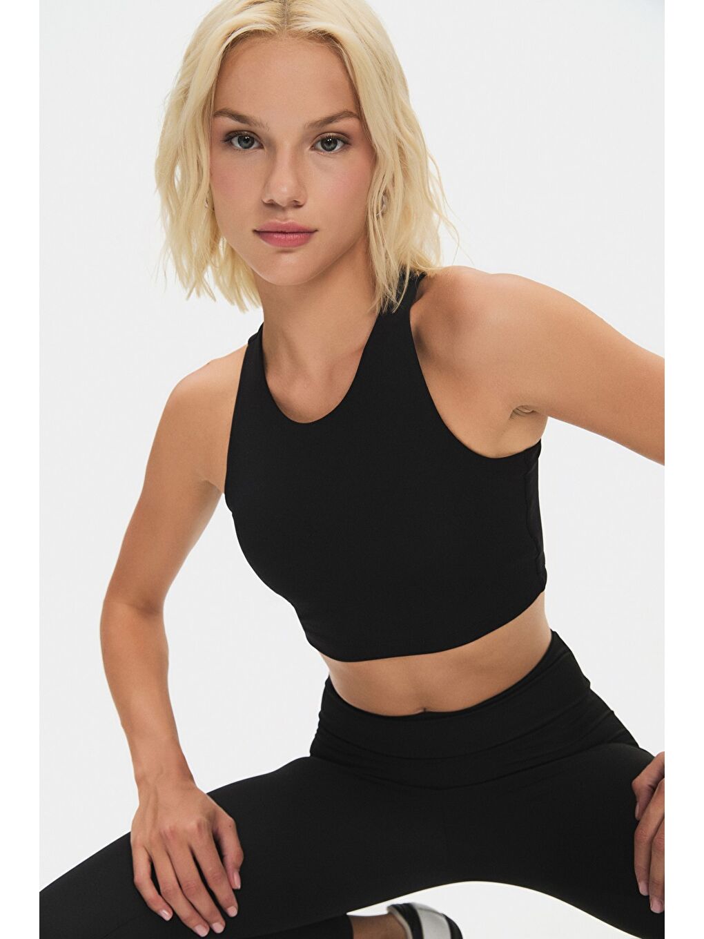 Siyah Kadın Yüksek Bel Toparlayıcı Basic Spor Tayt-3