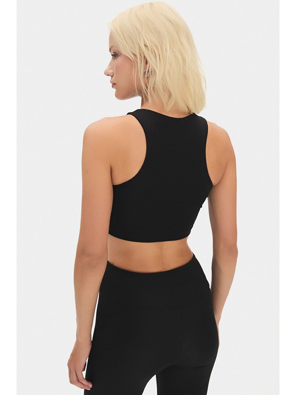 Siyah Kadın Yüksek Bel Toparlayıcı Basic Spor Tayt-4