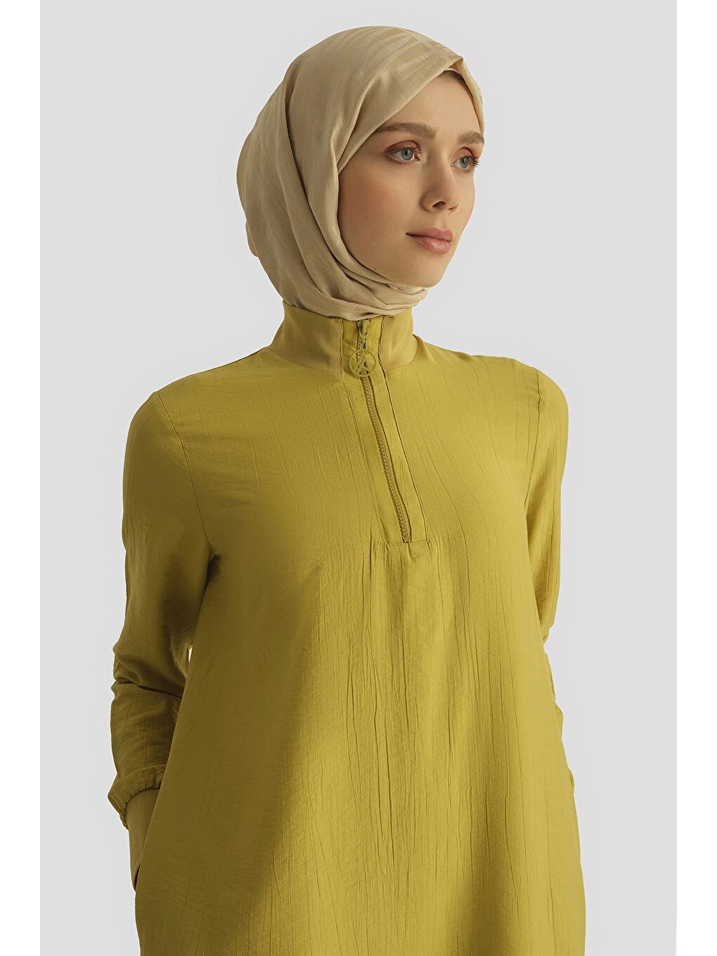 Sarı Fermuar Detaylı Tunik 25Yt433 Asit-2