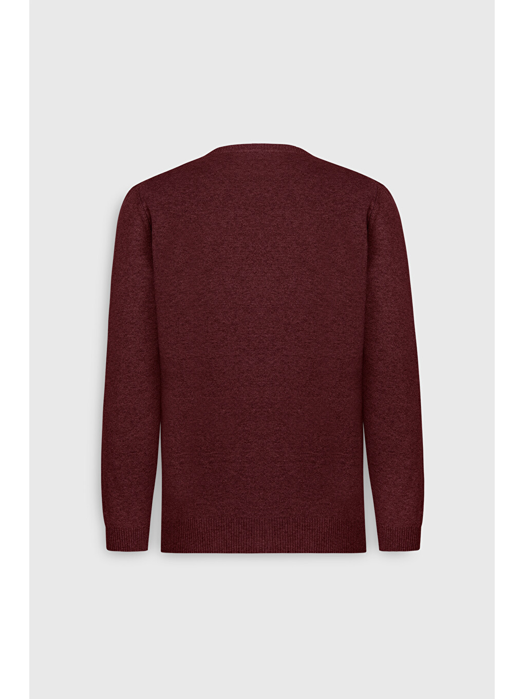 Erkek Bordo Pamuklu Standart Fit Normal Kesim Bisiklet Yaka Jakarlı Triko Kazak-8
