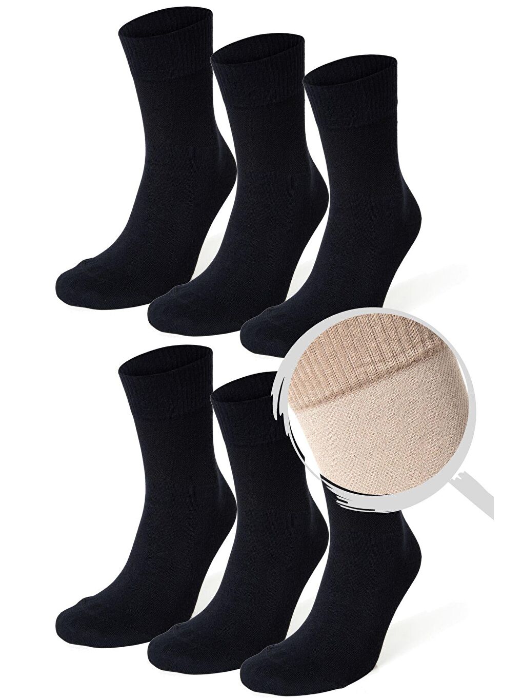 Bambu Sıkmayan Lastikli Bilek Detaylı Erkek Diyabet Soket Çorap Lacivert 6'lı 144086L