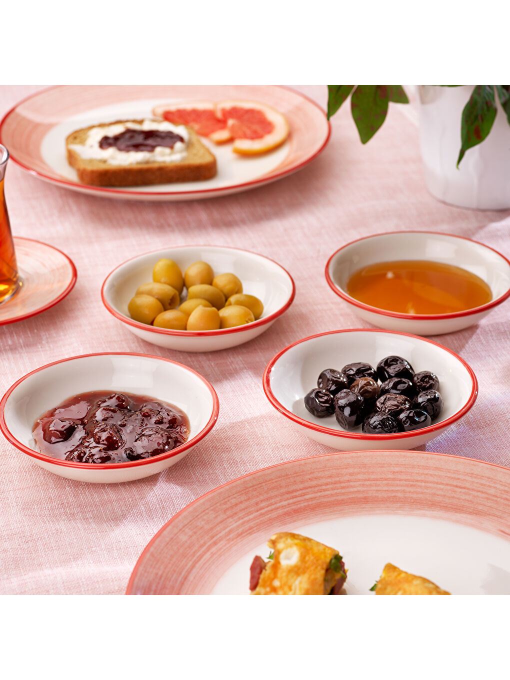 Vivian 32 Parça Kahvaltı Takımı-Kırmızı-7