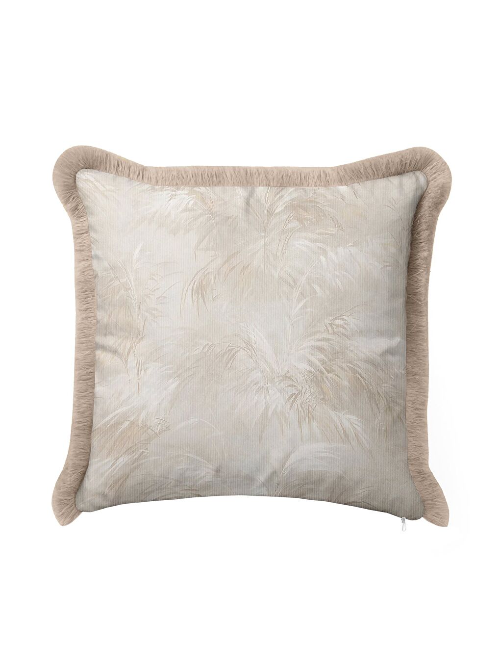 Karışık Tropikal Esinti Saçaklı Yastık Kılıfı - Doğal Bohem Bej Püsküllü Kırlent Kılıfı-4