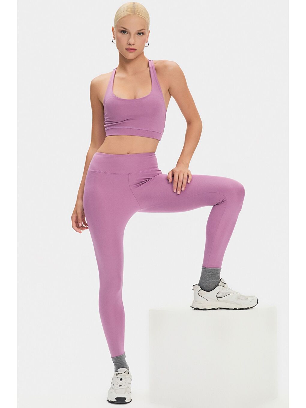 Mor Kadın Yüksek Bel Toparlayıcı Basic Spor Tayt-3